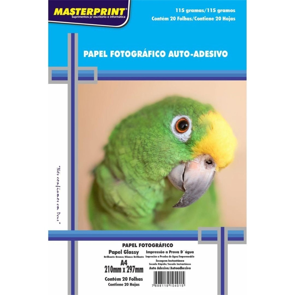 PAPEL FOTO MASTERPRINT AUTO ADESIVO 115G A4  20FLS