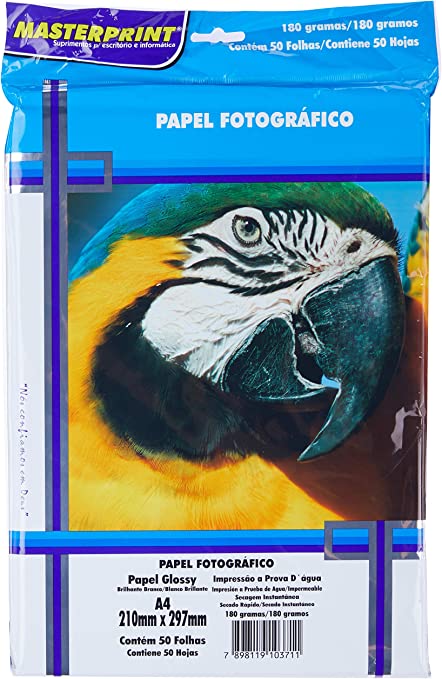 PAPEL FOTO GLOSSY 180G/M² A4 - 50 FOLHAS